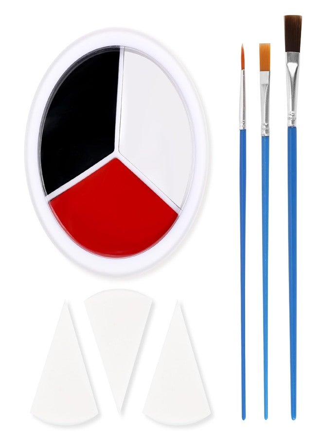 DATANSUN 3 Colors Face Body Paint + 3pcs Sponge + 3pcs Brush, 【Full Coverage】【Skin Friendly】【Long Lasting】, Professional Paint Makeup Product For Halloween/Masquerade/Cosplay/Movie Makeup, Black+White+Red - Image 1